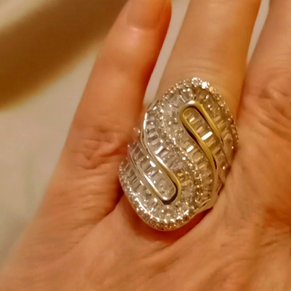 New cz sterling silver statement ring